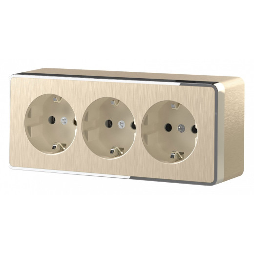 Розетка влагозащищенная с заземлением и со шторками Werkel Gallant (шампань рифленый) W5073110