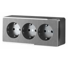 Розетка влагозащищенная с заземлением и со шторками Werkel Gallant (графит рифленый) W5073104