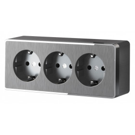 Розетка влагозащищенная с заземлением и со шторками Werkel Gallant (графит рифленый) W5073104