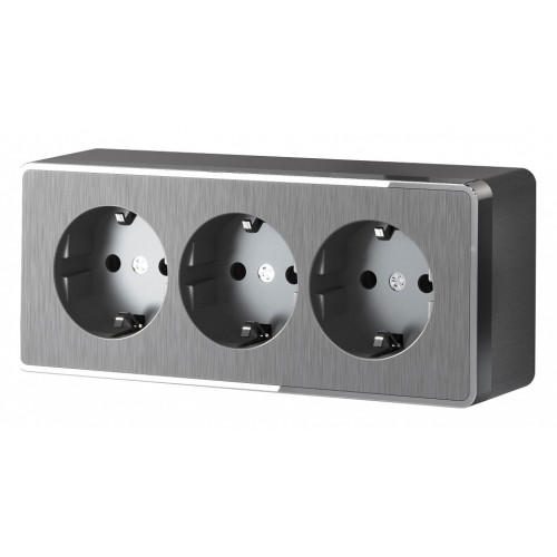 Розетка влагозащищенная с заземлением и со шторками Werkel Gallant (графит рифленый) W5073104