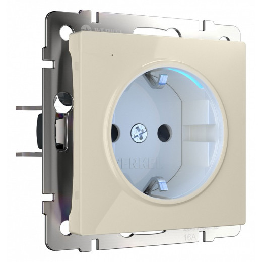 Розетка с заземлением с подсветкой, без рамки Werkel слоновая кость W1171403