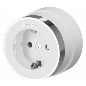 Розетка с заземлением Werkel Vintage (белый матовый/хром) W5871050