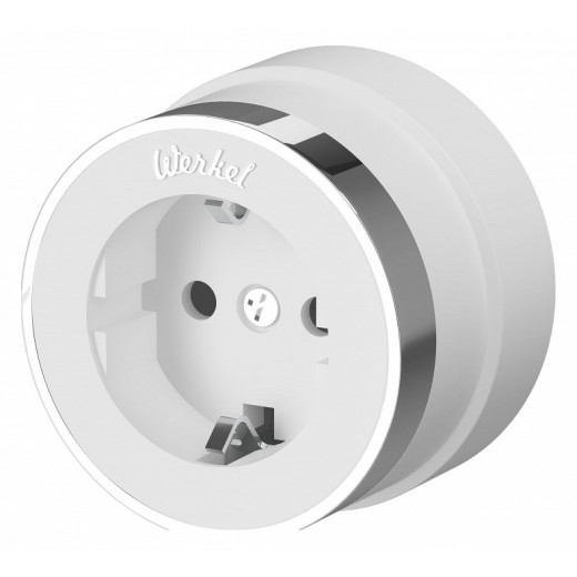 Розетка с заземлением Werkel Vintage (белый матовый/хром) W5871050