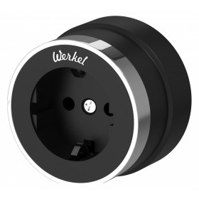 Розетка с заземлением Werkel Vintage (черный матовый/хром) W5871051