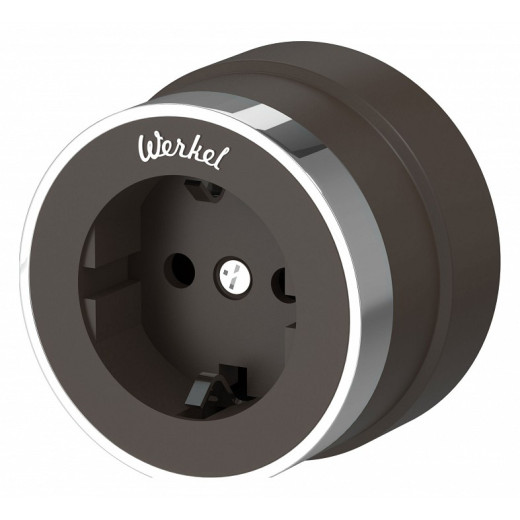Розетка с заземлением Werkel Vintage (мокко матовый/хром) W5871052