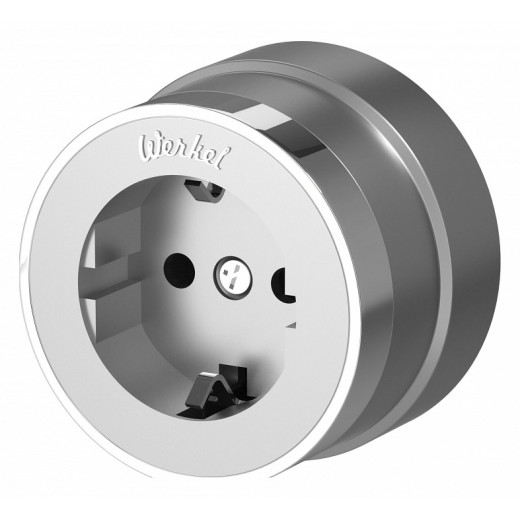 Розетка с заземлением Werkel Vintage (серебро матовый/хром) W5871054