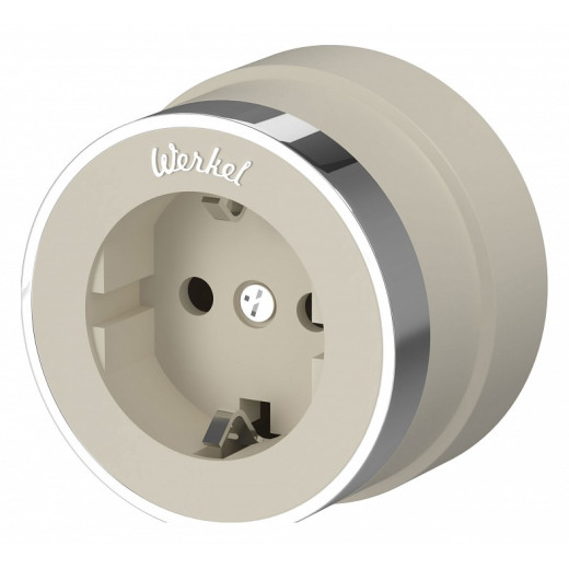 Розетка с заземлением Werkel Vintage (слоновая кость матовый/хром) W5871055