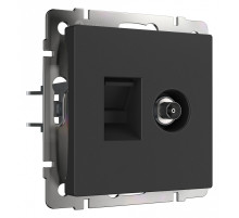 ТВ-розетка и розетка Ethernet RJ-45 без рамки Werkel черный матовый W1181308