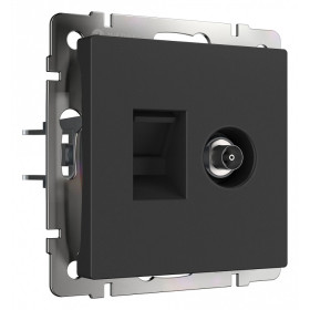 ТВ-розетка и розетка Ethernet RJ-45 без рамки Werkel черный матовый W1181308