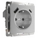 Розетка с заземлением и со шторками и 2хUSB, без рамки Werkel серебряный рифленый W1171709