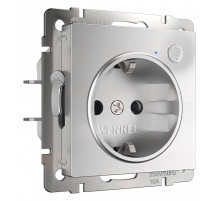 Розетка с заземлением и со шторками, без рамки с Wi-Fi Werkel серебряный W1171606