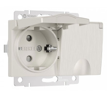 Розетка двойная влагозащищенная с заземлением и со шторками, без рамки с крышкой Werkel перламутровый рифленый W1172213