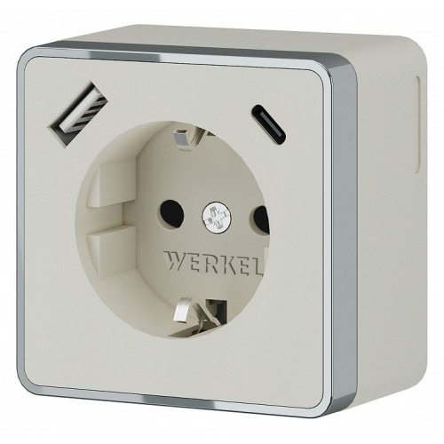 Розетка с заземлением и со шторками и USB Werkel Gallant (слоновая кость) W5071703