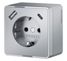 Розетка с заземлением и со шторками и USB Werkel Gallant (серебряный) W5071706