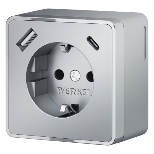 Розетка с заземлением и со шторками и USB Werkel Gallant (серебряный) W5071706
