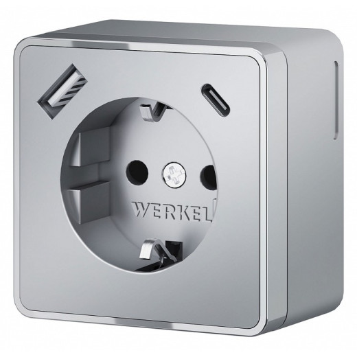 Розетка с заземлением и со шторками и USB Werkel Gallant (серебряный) W5071706