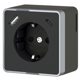 Розетка с заземлением и со шторками и USB Werkel Gallant (черный хром) W5071735
