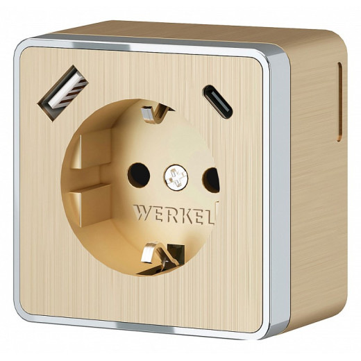 Розетка с заземлением и со шторками и USB Werkel Gallant (шампань рифленый) W5071710