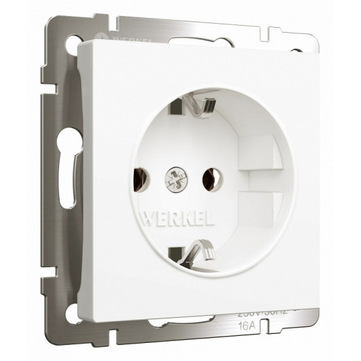 Розетка с заземлением, без рамки Werkel белый матовый W1171061