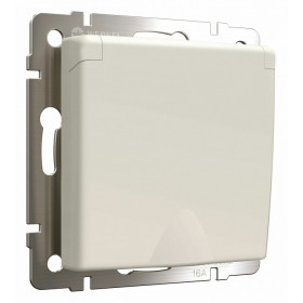 Розетка с заземлением и со шторками, без рамки с крышкой Werkel айвори матовый W1171262