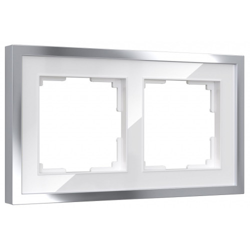 Рамка на 2 поста Werkel Baguette белый/серебро W0022850