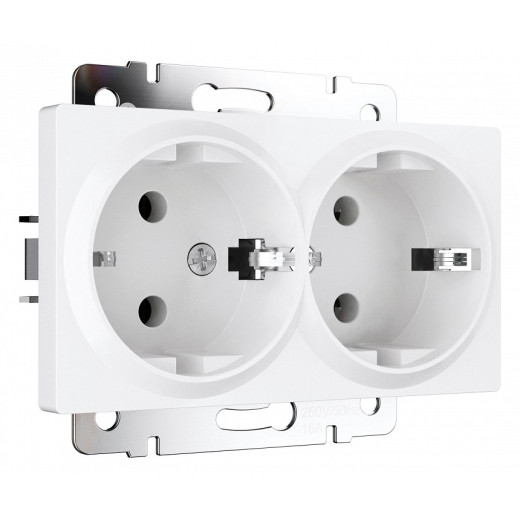 Розетка двойная с заземлением, без рамки Werkel белый матовый W1172061