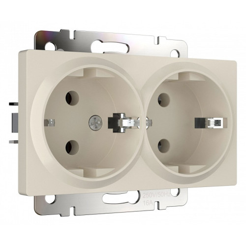 Розетка двойная с заземлением, без рамки Werkel айвори матовый W1172062