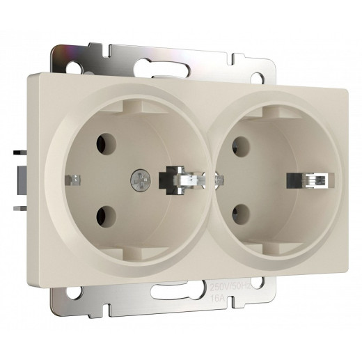 Розетка двойная с заземлением, без рамки Werkel айвори матовый W1172062