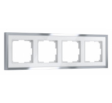 Рамка на 4 поста Werkel Baguette (белый/серебро) W0042850