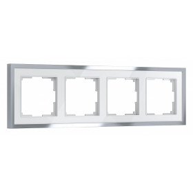 Рамка на 4 поста Werkel Baguette (белый/серебро) W0042850