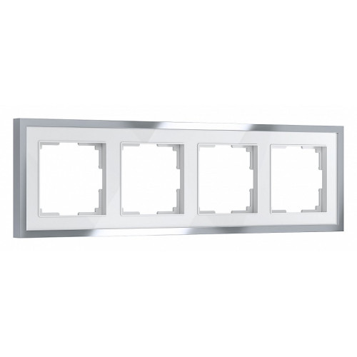 Рамка на 4 поста Werkel Baguette (белый/серебро) W0042850