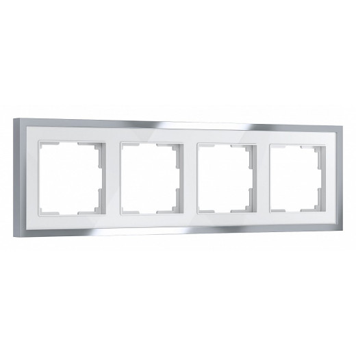 Рамка на 4 поста Werkel Baguette (белый/серебро) W0042850