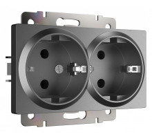 Розетка двойная с заземлением, без рамки Werkel графит матовый W1172064