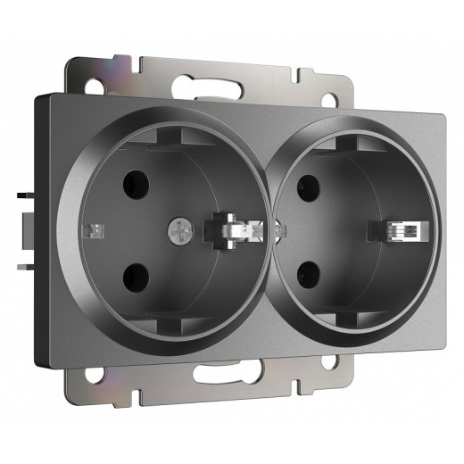 Розетка двойная с заземлением, без рамки Werkel графит матовый W1172064