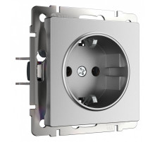Розетка с заземлением, без рамки Werkel серебряный матовый W1171065