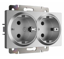 Розетка двойная с заземлением, без рамки Werkel серебряный матовый W1172065