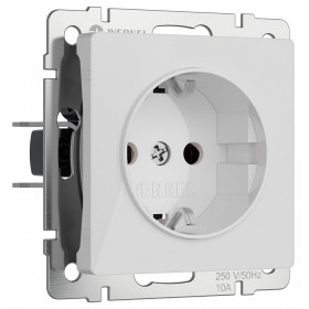 Розетка с заземлением и со шторками, без рамки Werkel белый акрил W1171141