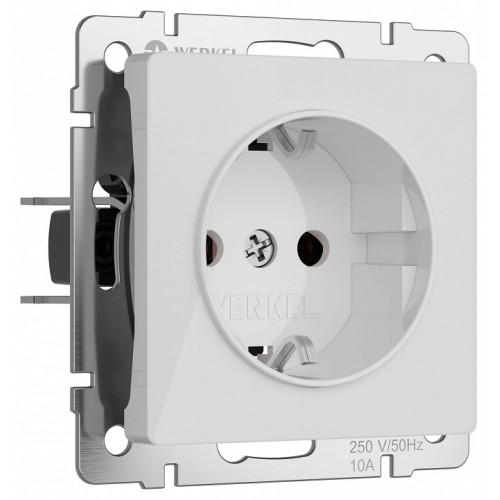 Розетка с заземлением и со шторками, без рамки Werkel белый акрил W1171141