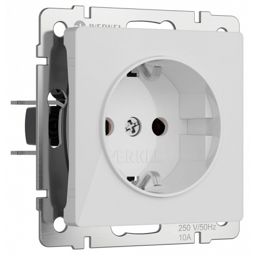 Розетка с заземлением и со шторками, без рамки Werkel белый акрил W1171141