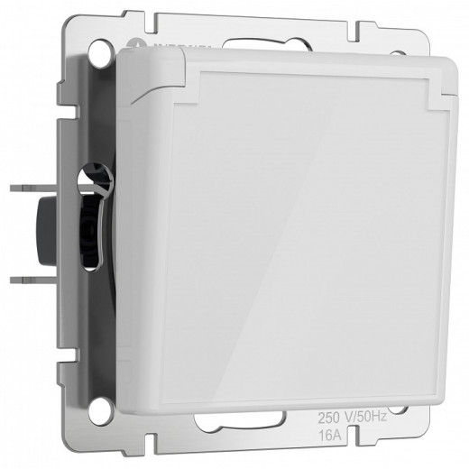 Розетка влагозащищенная с заземлением и со шторками, без рамки с крышкой Werkel белый акрил W1171241
