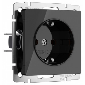 Розетка с заземлением, без рамки Werkel черный акрил W1171048
