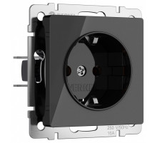 Розетка с заземлением и со шторками, без рамки Werkel черный акрил W1171148