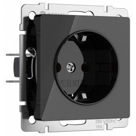 Розетка с заземлением и со шторками, без рамки Werkel черный акрил W1171148