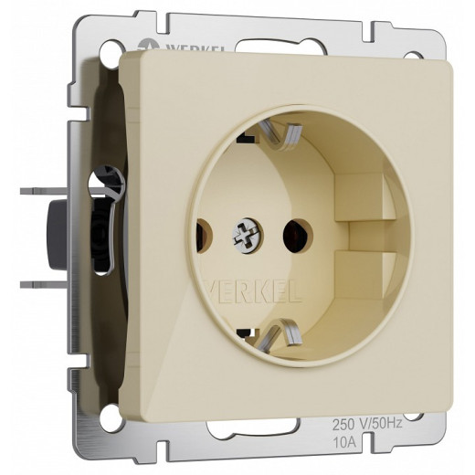 Розетка с заземлением, без рамки Werkel айвори акрил W1171043