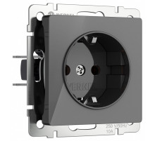 Розетка с заземлением и со шторками, без рамки Werkel графит акрил W1171144