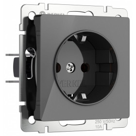 Розетка с заземлением и со шторками, без рамки Werkel графит акрил W1171144