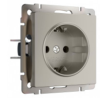 Розетка с заземлением и со шторкой, без рамки Werkel дымчатый W1271104