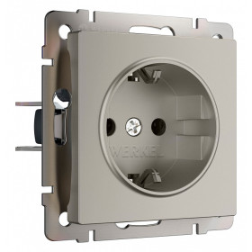 Розетка с заземлением и со шторкой, без рамки Werkel дымчатый W1271104