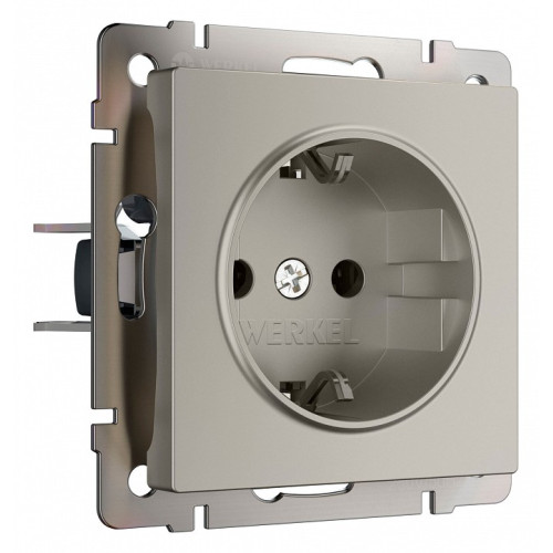 Розетка с заземлением и со шторкой, без рамки Werkel дымчатый W1271104