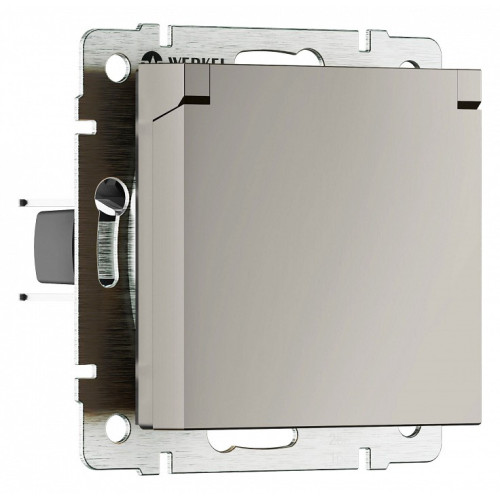 Розетка влагозащищенная с заземлением и со шторкой с крышкой Werkel дымчатый W1271204